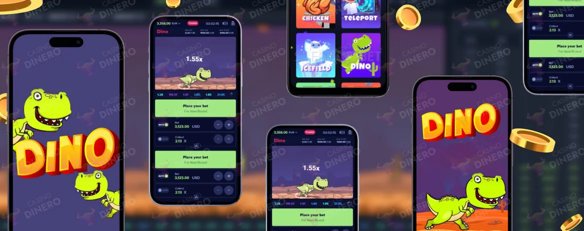 Dino casino game on a mobile phone