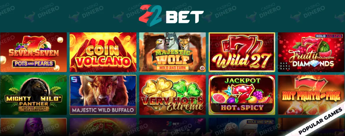 22bet ofrece juegos de casino de apuestas