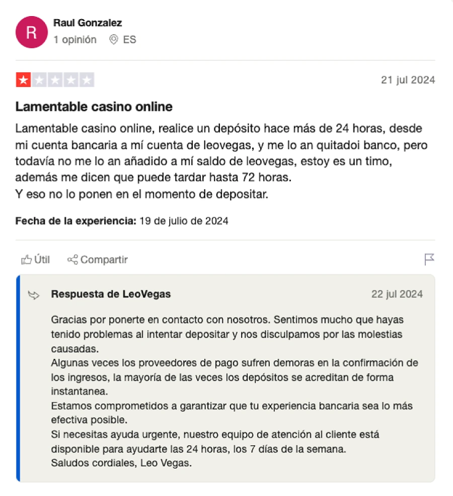 reseña del casino Leovegas