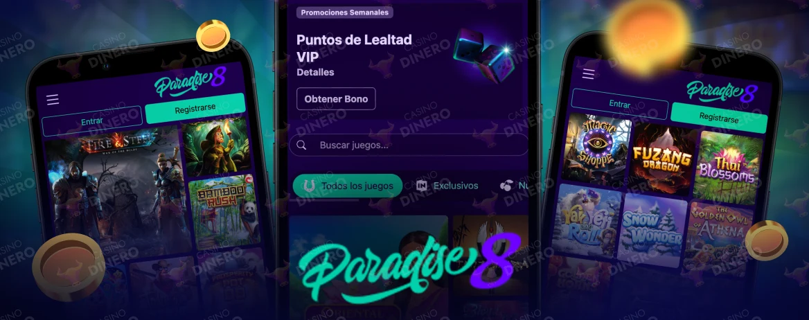 app móvil de Paradise 8 Casino