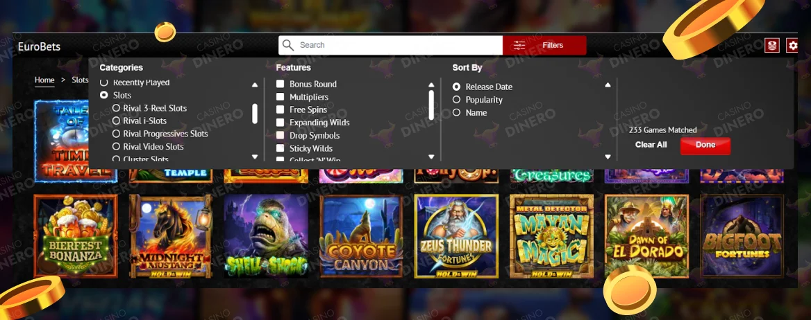 Tragamonedas populares Eurobets