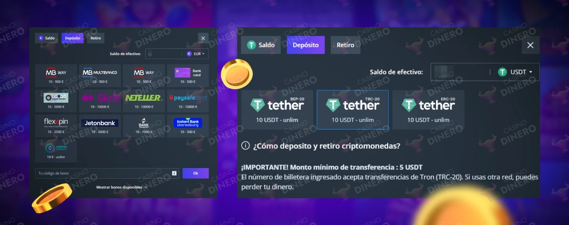 Métodos de pago en Jet Casino