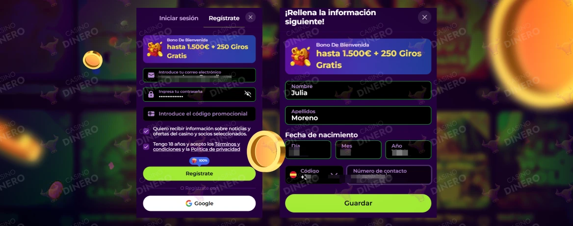 Registro en Spinmama Casino