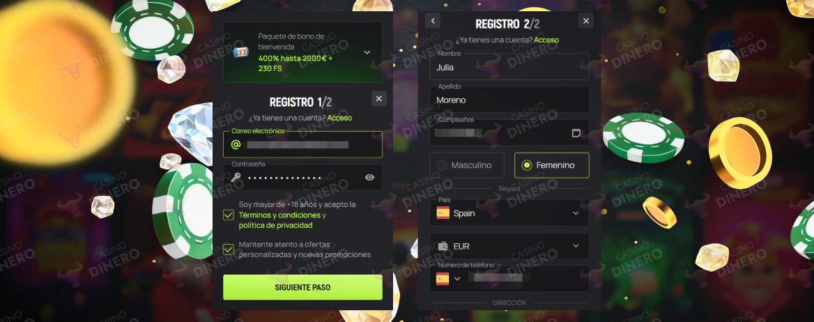Registro real en Avocasino