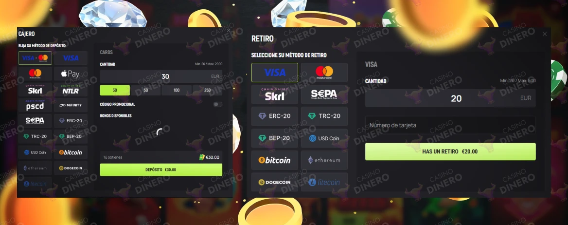 Avocasino retiro y depósito