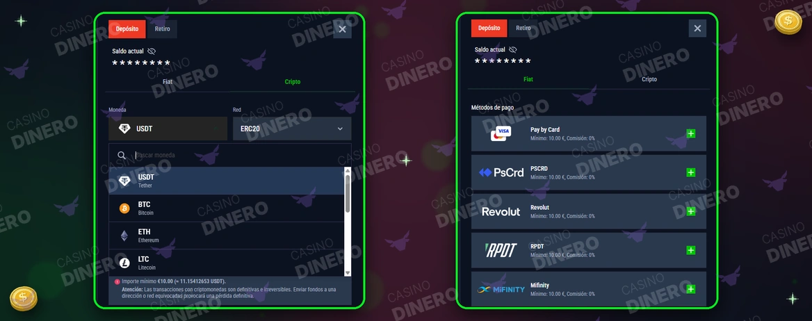 Métodos de pago en Casinado