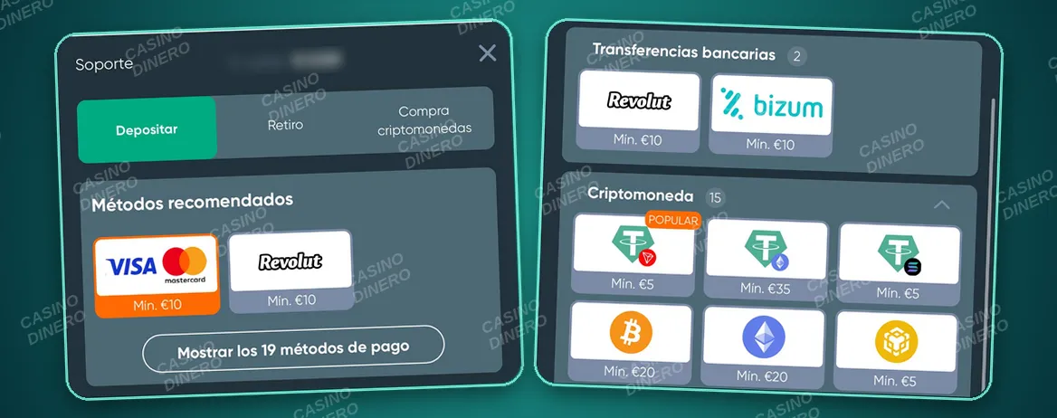 Métodos de pago en Ivibet