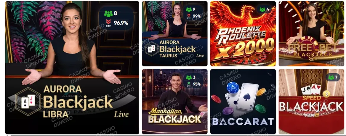 Juegos de mesa y casino en vivo en españool