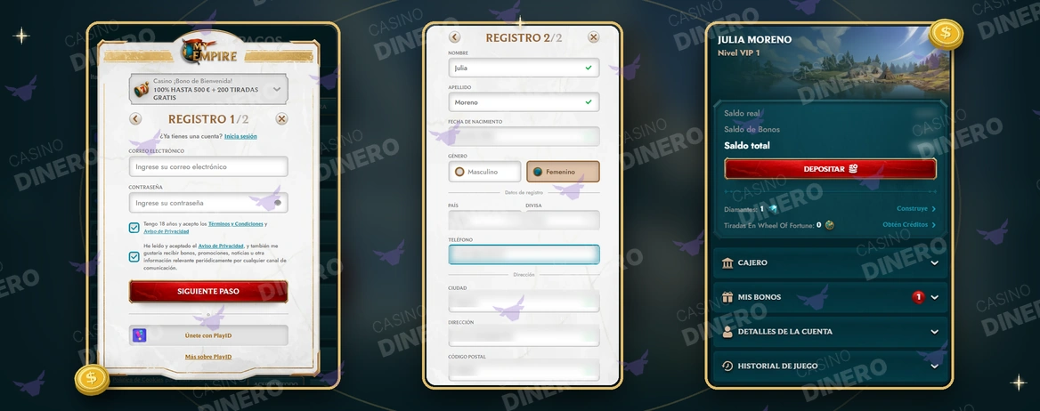 MyEmpire casino login y registro
